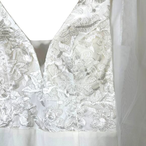 Lulus NWT Dignified Beauty White Mesh Embroidered Tie-Strap Jumpsuit Small - Picture 6 of 12